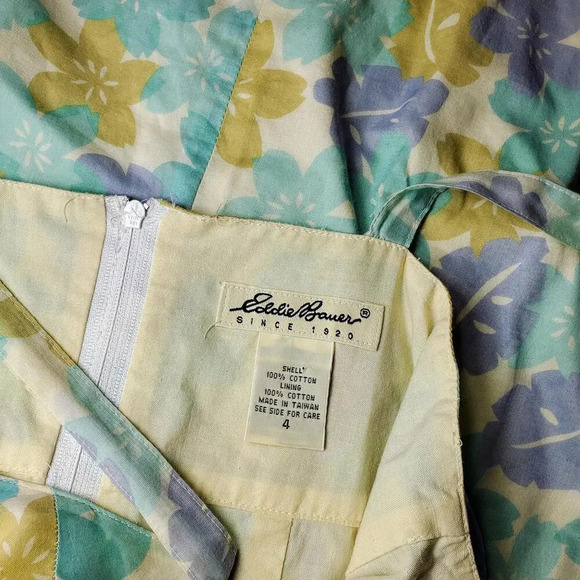 Eddie Bauer Blue Green and Cream Floral Vintage Sundress Size 4 - Picture 5 of 12